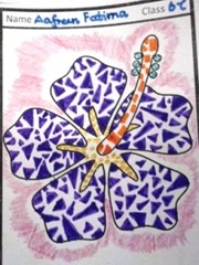 mosaic-art-flower hibiscus by child LMGC India