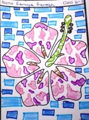 mosaic-art-flower pink and mauve hibiscus