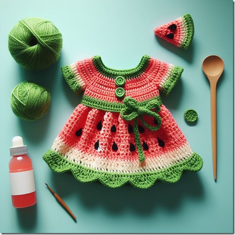watermelon crochet baby dress (13)