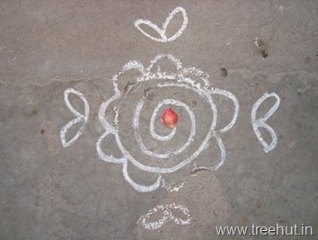 chalk-rangoli-pattern flower Indian art