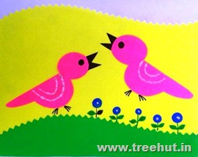 paper stencil bird pattern craft for kids