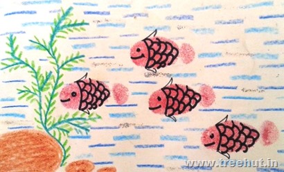art idea thumb printing fish greeting card