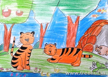 save tiger Child art by Keshav Study Hall Lucknow India