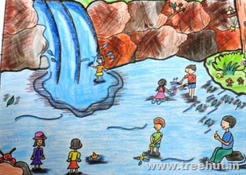 waterfall scene by child Ekta Sachan Lucknow India