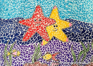 Mosaic art starfish by child Laxmi Verma Lucknow India
