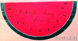 watermelon fruit name tag for school kids craft idea