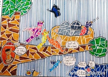 Mosaic art bird nest by child paridhi Arya Lucknow India