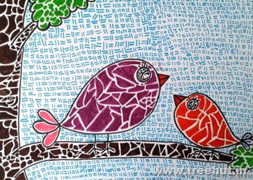 Mosaic art birds by child Vandita Singh Lucknow Uttar Pradesh India