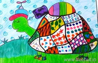 Mosaic art turtle by child Kashvi SRivastava Study Hall Lucknow India