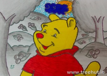 Winnie the Pooh art by Bhavya Singh class 5B Study Hall school Lucknow India