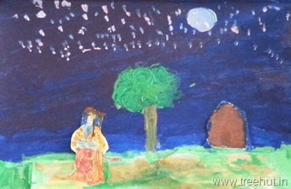 Night sky art work by Sara Bhargava Loreto Convent Lucknow India daughter of Nitin and Shweta Bhargava