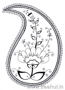 Paisley pattern coloring page for art therapy for corporates