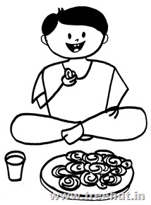 Indian boy eating jalebi sweets coloring page