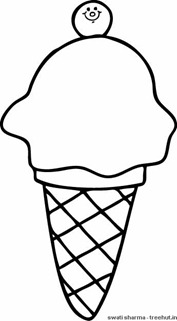 Ice cream cone softy colouring page for summer activity for kids