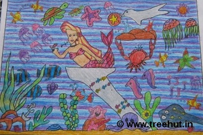 mermaid child art by insha amir study hall lucknow
