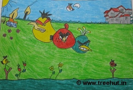 Angry Birds in Child art by Ishan Singh Study Hall school Lucknow India