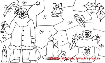 Santa Claus visit coloring page