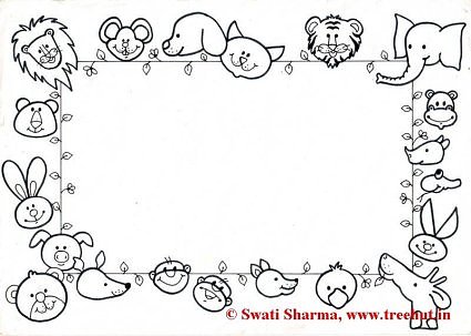 Animals Picture frame coloring page for art therapy