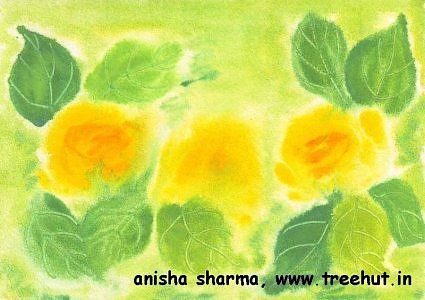 yellow roses in water color