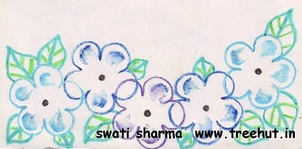 stencil floral art idea with crayon colors