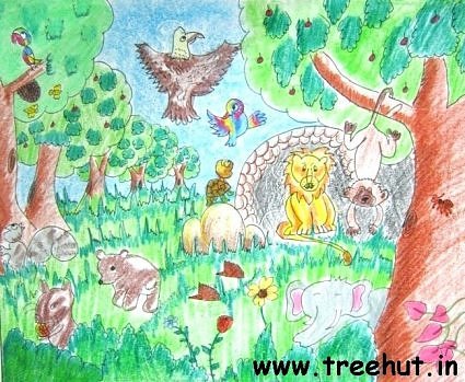 Jungle scene by child artist Enakshi Rastogi