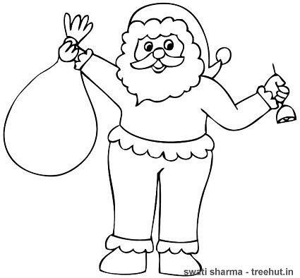 Santa Claus with bell coloring page