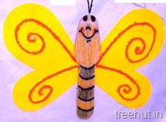 paper and wooden spoonbutterfly kids craft