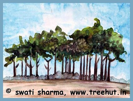 Trees in watercolor art idea