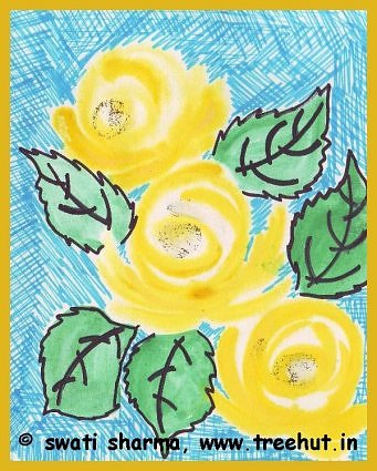 water color and sketch pen art idea roses