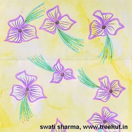 Handpainted flowers wrapping paper idea