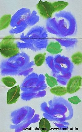 blue roses water color art for gift wrap paper