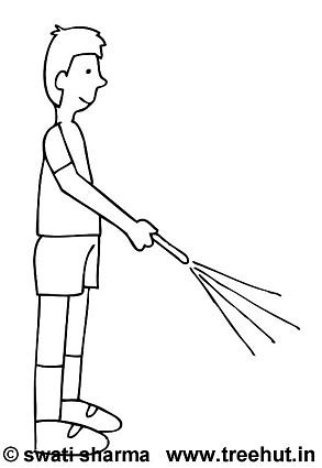 Boy with sparkling firecrackers coloring page
