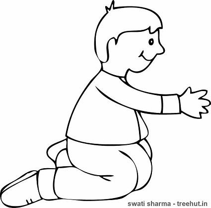 Kneeling boy coloring page
