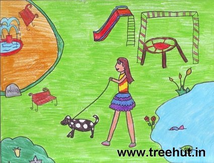 Girl in park kids art by Tanishi Gola India