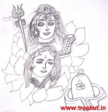 Shiva Parvati pencil ketch by child Vansh Arora India