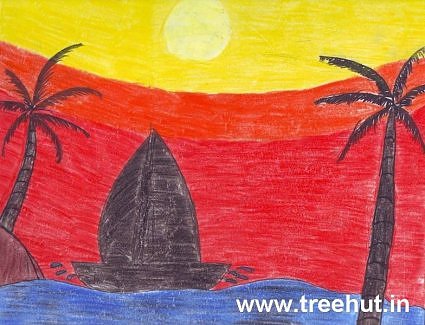 Boat at sea by Siddhi Pandey child art India
