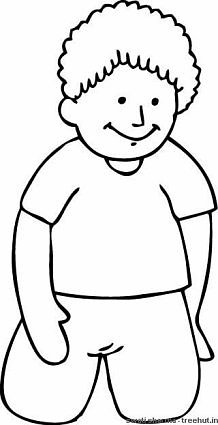 Kneeling smiling curly head boy coloring page