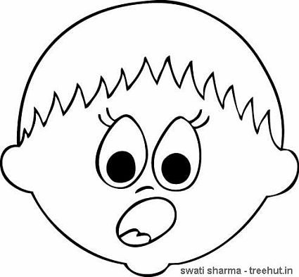 Angry Boy face mask template coloring page
