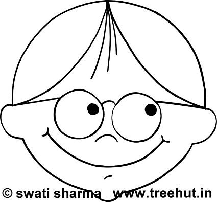 Boy with glasses face mask template coloring page