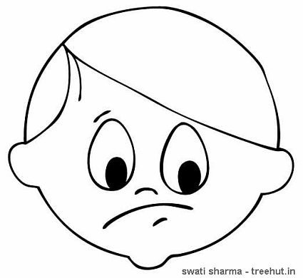 Sad Boy face mask template coloring page