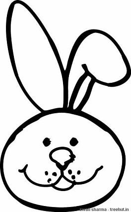 Bunny rabit face mask template coloring page