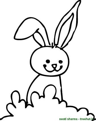 bunny in field coloring sheet