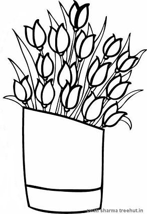 flowers in vase coloring pages for adults