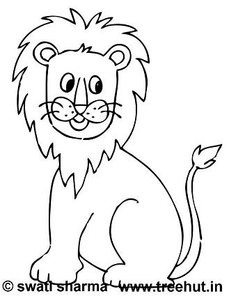 lion printable coloring page for kindergarten kids