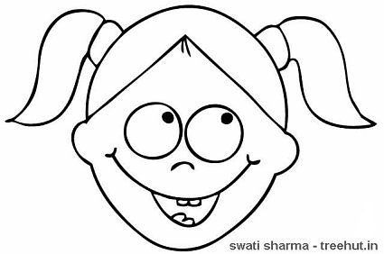 girls in pony tail coloring page