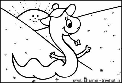 worm morning walk coloring page