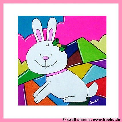 bunny rabbit in modern artwork for kids room