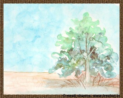 watercolour paintings busy tree by Swati Sharma Lucknow India
