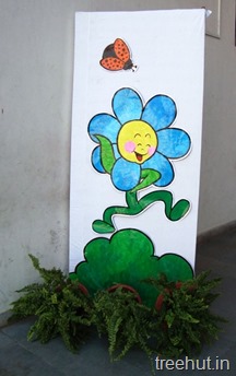 school stage blue flower background decoration 
