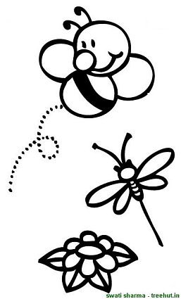 bee and dragon fly coloring page